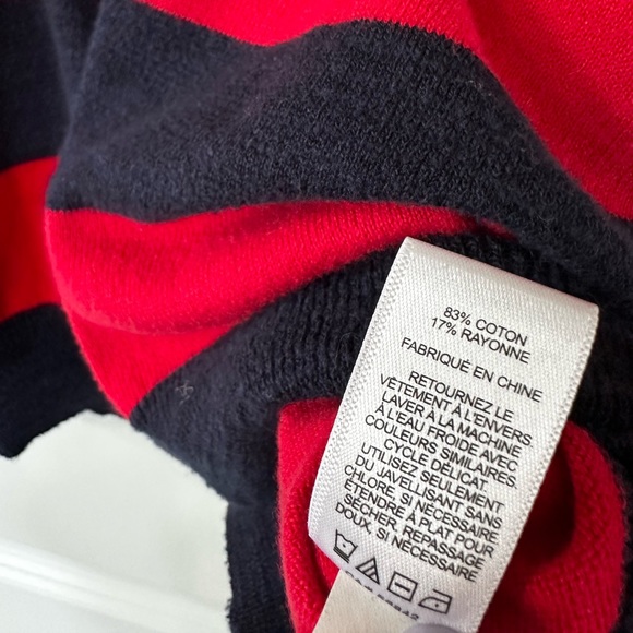 Men’s Express Crewneck Sweater Large Striped Red and Black - Picture 4 of 5